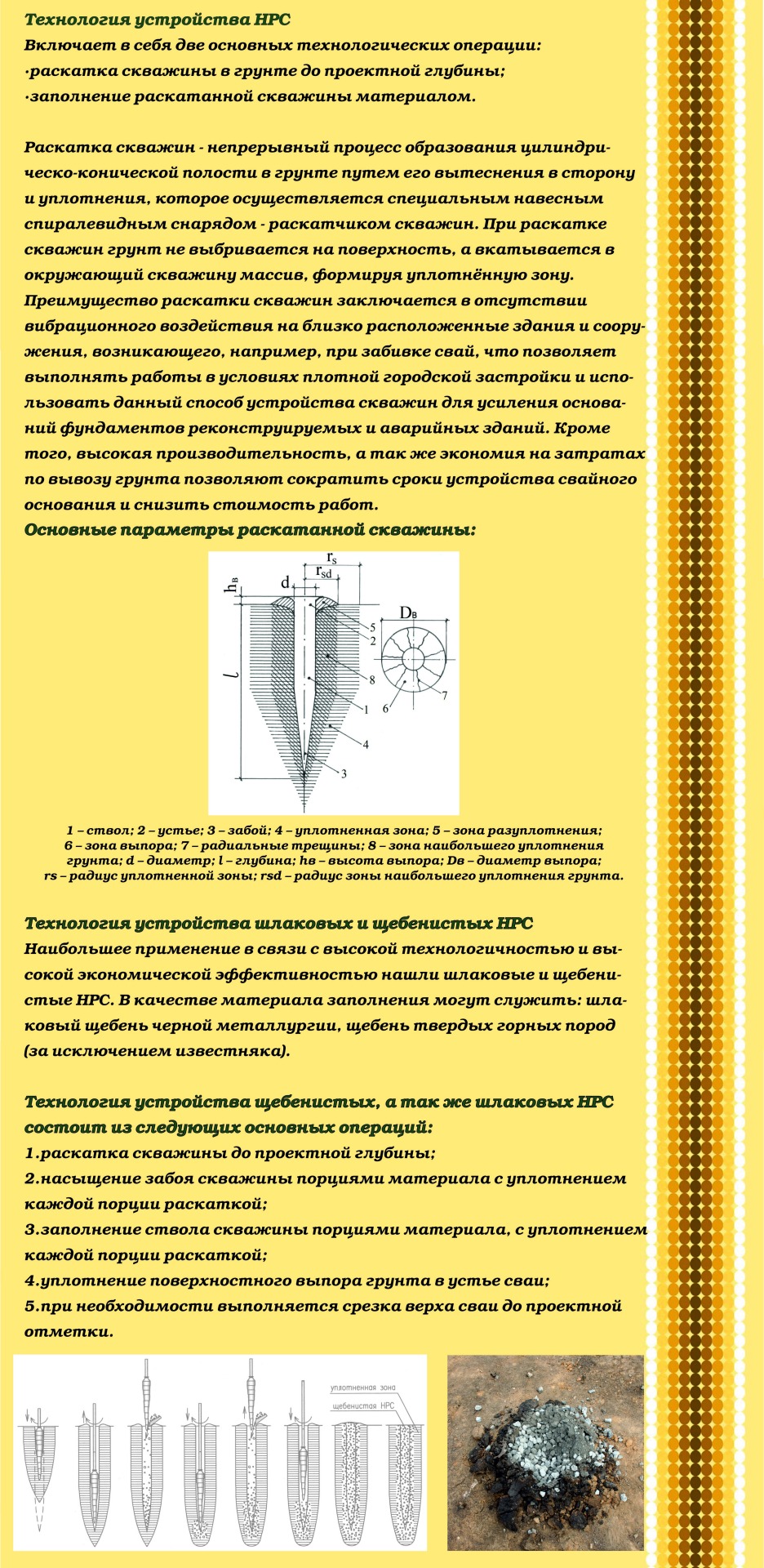 Уплотнение забоя скважины щебнем